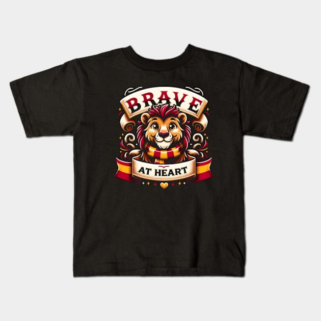 Brave at Heart - Wizard Lion - Fantasy Kids T-Shirt by Fenay-Designs